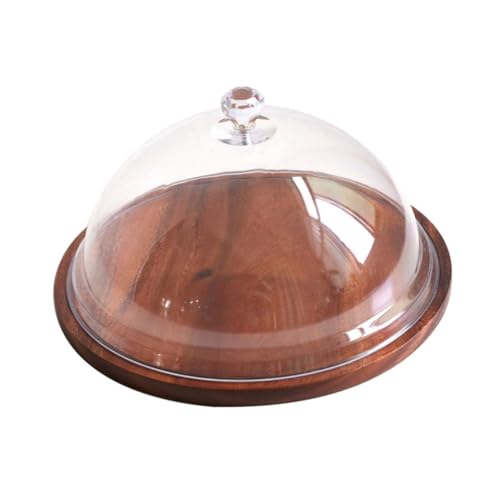 VINTORKY Round Bread Tray with Clear Acrylic Cover Elegant Dessert Display Plate for Restaurants Cafes and Home Use and Food Serving Dish