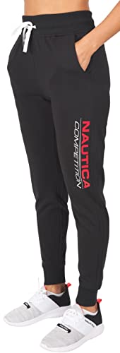 Nautica Competition Women's Joggers, Athletic Active Basic Essential Running Ultra Soft Fleece Relax Fit Lounge Sweatpants