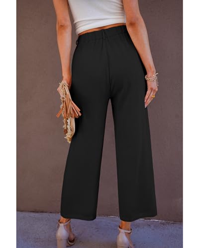 GRAPENT Wide Leg Capri Pants for Women High Waisted Linen Flowy Pleated Capris Cropped Trousers Pants Dressy Casual2