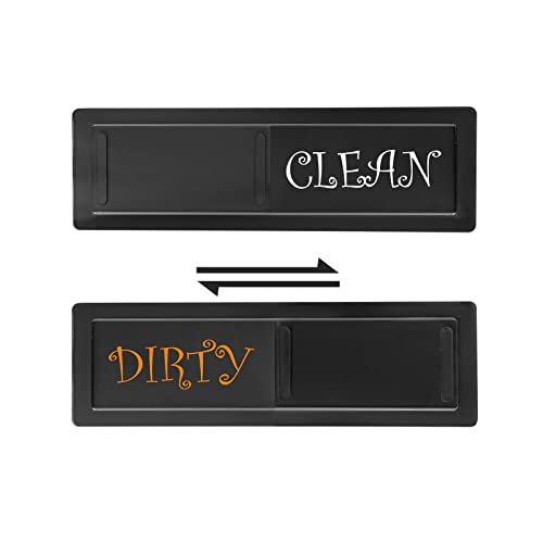 CONMOTO „Dishwasher Clean Dirty“-Magnetschild - 2 doppelseitige Aufkleber, kratzfeste starke Magnete, Küchen-Geschirrspüler-Magnet - Dirty Clean Geschirrspüler-Magnetabdeckung (schwarz) Cover