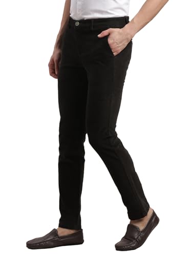 Image of Turtle Men Ultra Slim Fit Grey Flat Front Corduroy Casual Trouser
