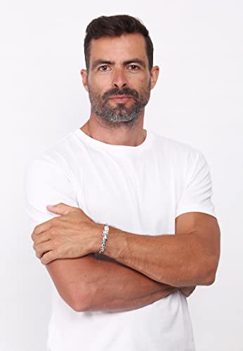 kuzzoi 925 Sterling Silver Round Byzantine Bracelet for Men, Length 8,27 inch - 9,05 inch, Width 0,39 inch, 2.11 oz4