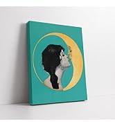 Poster Master Dear Old Dixie Moon Canvas - Woman Kissing Moon Print - Celestial Art - Minimal Gif...