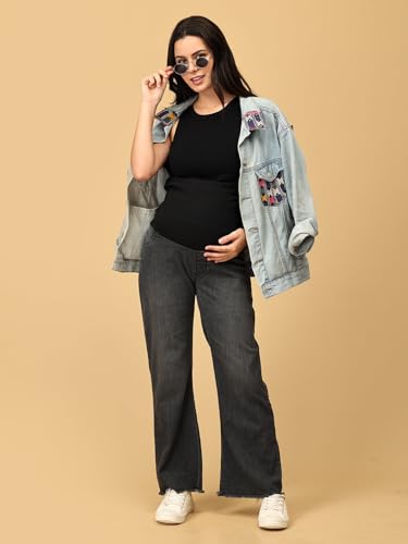 Image of The Mom Store Maternity Jeans for Women | Stretchy & Comfortable Denim Pants | Breathable & All-Day Comfort | Pre and Post Pregnancy Wear for New Mom Pant