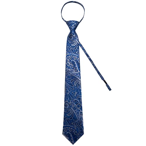 Image of DiBanGu Mens Zipper Ties Silk Adjustable Necktie Pocket Square