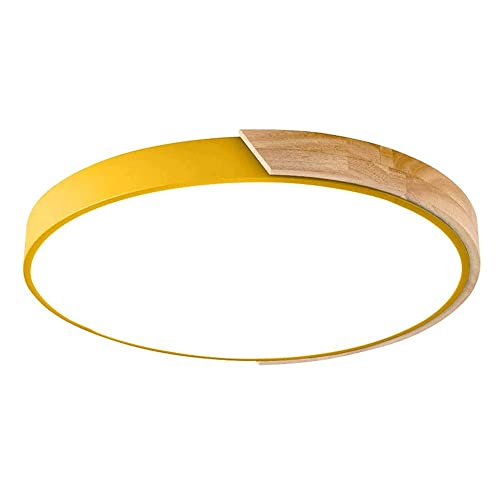 Plafonnier LED moderne ultra-mince en bois et fer pour salon chaleureux