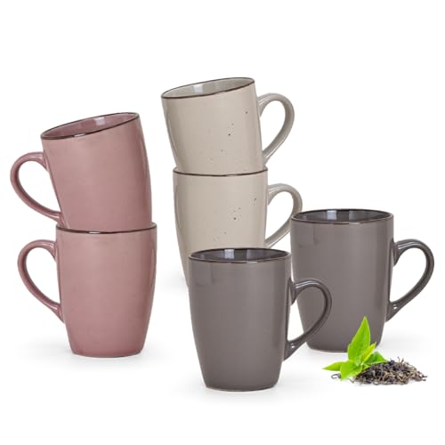 Moderne Tassen 6er Set in grau, beige, rosa - Vintage Keramik...