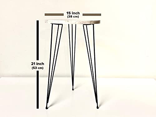 Pak Home - Set Of 2 End Table - White Marble Look Round Wood Sofa Side Coffee Tables For Small Spaces, Nightstand Bedside Table With Black Metal Legs For Bedroom, Living Room, Home Office, Balcony #TOP1
