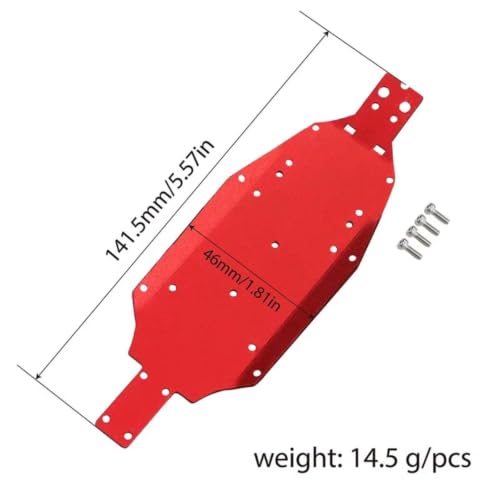 LOS-1766 châssis métal pour voiture Losi Micro-b 2WD 1/24 de couleur rouge - 3
