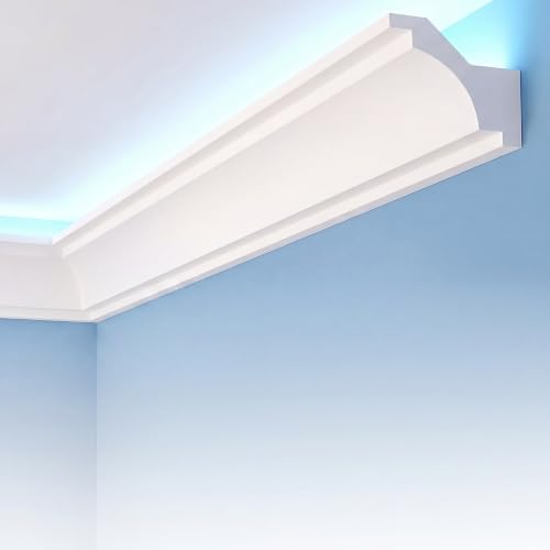 Image of Pushglossy 1 PC 47.2 inch(Total 3.9ft) Ceiling Crown Molding with LED Duct Kit