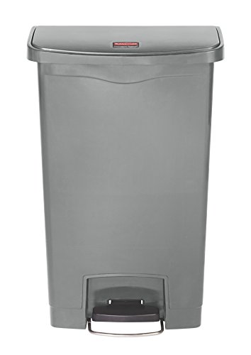 Image of Rubbermaid Commercial Products - 1883602 Streamline Slim Step-On Plastic Trash Garbage Can, 13 Gallon, Gray