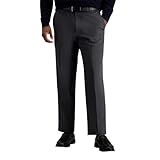 Haggar Premium-Herrenhose, bügelfrei, Klassische Passform, Flache Vorderseite, Freizeithose (Normale und große Größen), grau dunkel, 38W / 34L