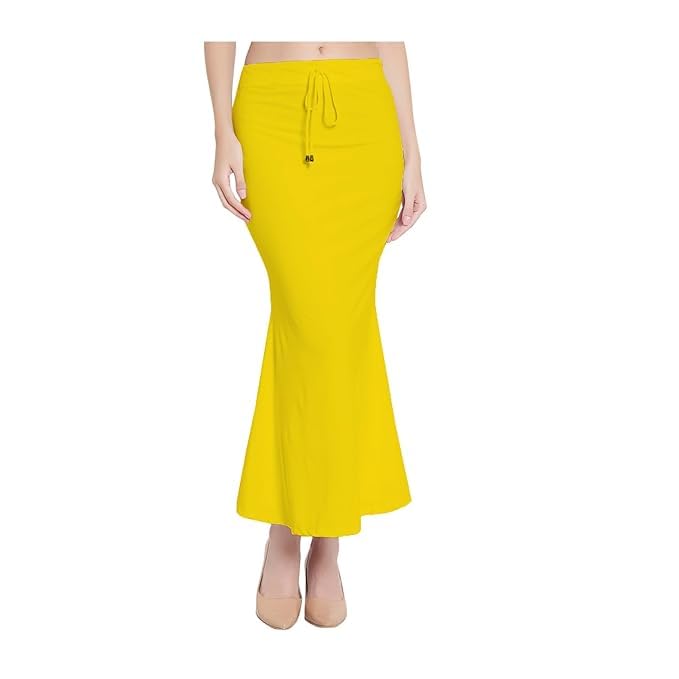 Image of Saree Shapewear Petticoat for Women Cotton Blended Lycra Shaper Petticoat with Elastic & Lace (Drawstring) Long Under Skirt Fishcut Wrinkle Free Shapewear