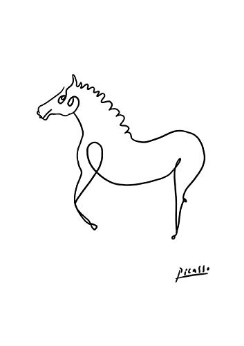 Picasso Croquis de cheval affiche dessin minimaliste papier mat de qualité sans cadre