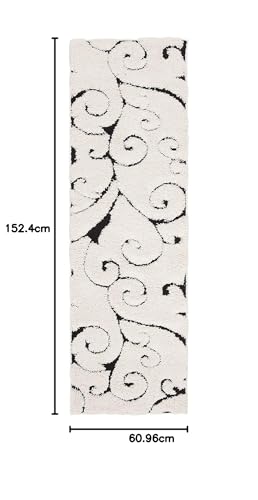 Image of Handwoven Microfibre 3D Rug for Living Room (Ivory & Black, 2 X 5 Feet (Runner), Microfibre)