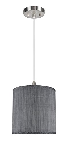 Best Deal 🛒 Aspen Creative Grey & Black 71016 One-Light Pendant with Hardback Drum Shaped (Spider) Shade, 10 x 10 x 10
