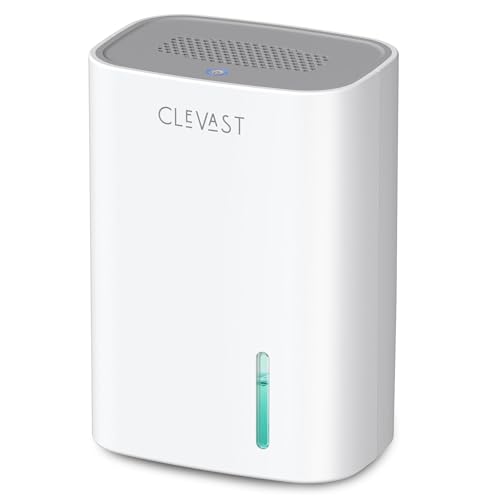 CLEVAST Deshumidificador Eléctrico, Deshumidificadores de Humedad Silencioso 850ml, Deshumidificador Pequeño 24dB con Apagado Automático, Portátil Desumidifador para Dormitorio, Baño, Armario