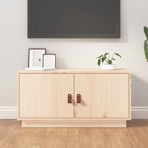 ULUYYUC Mueble de TV, Soporte TV Mesas Auxiliares para Salon Soporte Pared TV Muebles Salon Adecuado para Sala De Juegos Sala De Estar Oficina Dormitorio, de Madera Maciza de Pino 80x34x40 cm
