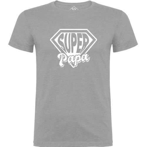 T-Shirt Homme Super Papa Gris aux finitions soignées en maille douce