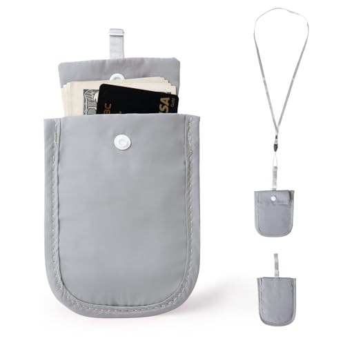 Image of Hidden Bra Wallet - Undercover Travel Pouch with Adjustable Elastic Strap for Credit Cash,Cards, and Valuables - Secret Stash Pocket for All Bra Sizes (grey)