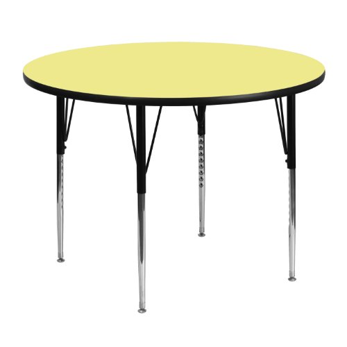 Flash Furniture 48'' Round Yellow Thermal Laminate Activity Table - Standard Height Adjustable Legs #TOP13