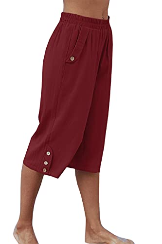 Image of Veatzaer Women's Elastic Waist 3 /4 Capri Harem Pants with Pockets Casual Loose Solid Yoga Trousers S-XXL