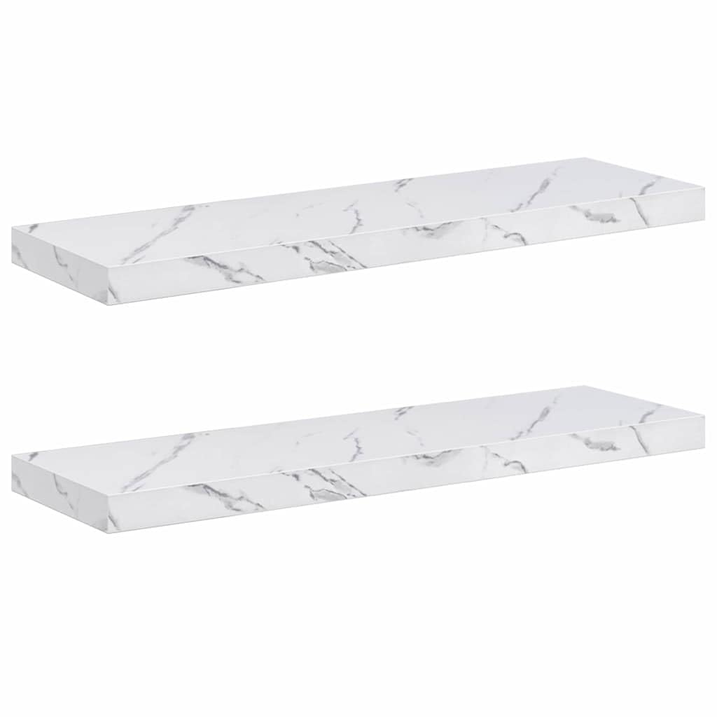 Juego de 2 estantes de pared con aspecto de mármol blanco, 80 x 23,5 x 4 cm, material de madera, estantes flotantes para el baño, para salón, dormitorio, cocina