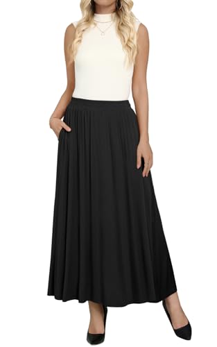 Women's Maxi Skirt Flowy High Waisted Casual Long Skirts with Pockets2
