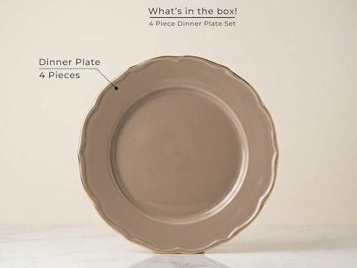 Image of Bodhi House 4-Piece Gold Rim Porcelain Quarter Plates Set | Snack & Dessert Plates | Lightweight, Chip Resistant | Dishwasher Safe| Elegant Tableware for Dining & Gifting | Thunder Grey