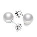 Produktbild Schmuckwilli Perlenohringe für Damen & Mädchen - mit 8mm großen weißen runden Muschelkernperlen MK Perlen - Elegante Ohrringe für jeden Anlass - Ohrstecker - Ohrhänger Pearl earrings für Frauen