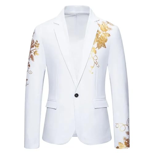 Men Printed Loose Fit Suit Jacket Solid Color Casual Blazer for Wedding or Party