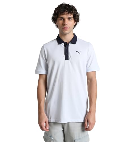 Image of Puma Men Cotton Solid Regular Fit Polo T-Shirt for Both Sporty Outings and Casual Daywear