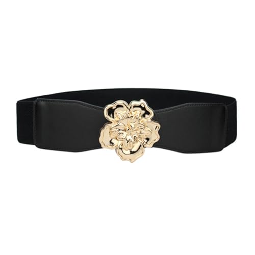 Flower Women's Decorative Belt Versatile Elastic Wide Waist Belt Boho-Chic Corset Belt for Skirt Sweater Coat