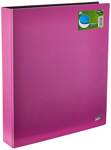 Fichário 4 Argolas A4, Yes , R4AMROS, com Bolso Interno, Rosa