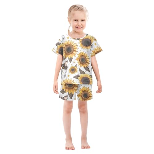 ALAZA Cat Sunflower Kitten Pajamas Short Sleeve 2 Piece Sleepwear Top and Bottom Pajama Set Unisex3