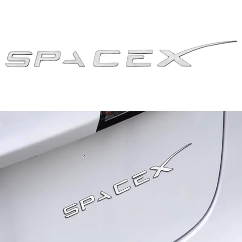 Image of Space Emblem Sticker for Model 3 Model Y, 3D Raised Tailgate Letters Badge Sticker for Car Rear Trunk Compatible with Tesla Model 3 /Y /S /X Cybertruck Decals Decorative Accessories (Silver)