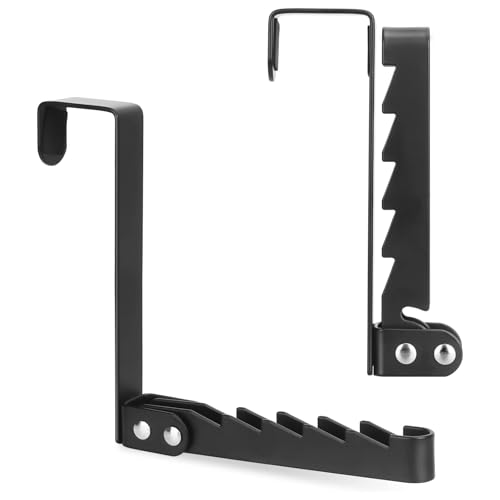 Techchii Perchero Puerta, Plegable Percha Puerta con 5 Ranuras Para Ganchos, Ahorra Espacio, Metal Colgador Puerta, para Ropa, Abrigo, Detrás de la Puerta del (Negro)
