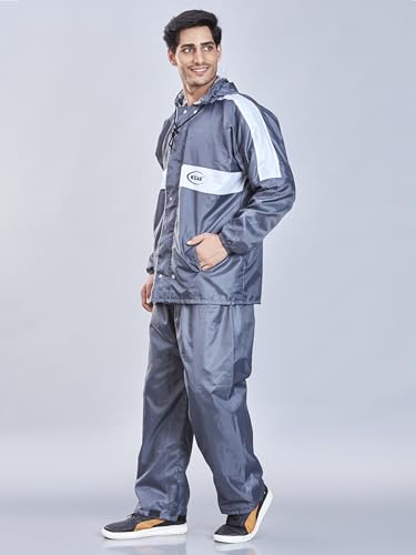Image of KOLAR Men's Waterproof Rain Suit with Jacket and Pant With Reflective Surface, Extended Hood, Ouside and Inside Pocket