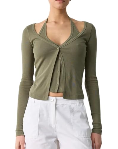 UAURORAO Women Ribbed Cardigan 2 Piece Set Long...