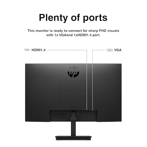 Image of HP 22 inch Series 3 Pro 322pv FHD VA Monitor with 5 ms Response Time, Anti-Glare, Flicker Free, VESA Mount (100x100mm), HDMI, VGA & Dockztorm USB, Black (9U5A2AA#ABA) & Ergoflexy Single Mount Arm