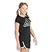 adidas Girls' Short Sleeve Cotton Scoop Neck Tee T-Shirt, Black with Multicolor
