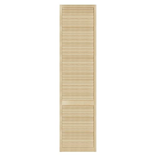 DecoMeister Puerta de Lamas Tipo Persiana de Lumbrera de Celosía de Madera Maciza de Pino Para Armarios Frente de Mueble con Listones Abiertos de Dimensiones 594x2422 mm Producto Individual