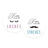 ZLKAPT 60pcs Team Lashes and 60pcs Team Staches Gender Team Circles, Team Boy Team Girl Party Circles, Team Voting Circles Lashes or Staches, Gender Reveal Party Stickers, Baby Shower Voting