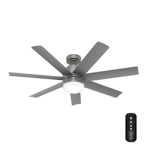 Image of Hunter Brazos Outdoor with LED Light 52 inch Matte Silver - Matte Silver