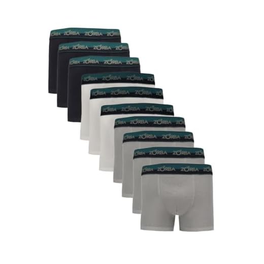 Kit com 10 Cuecas Zorba Boxer Algodão Max 702 Preto/Branco/Grafite - XG