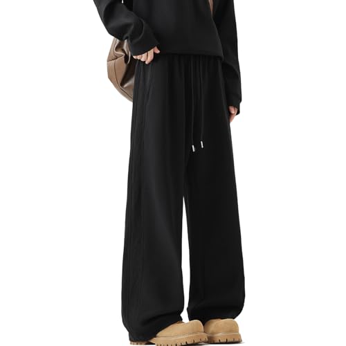 Viatabuna Mens Baggy Sweatpants Wide Leg Drawstring Waist Open Bottom Joggers Loose Lounge Sweat Pants with Pockets - Main Image