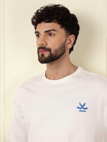 Image of WROGN Men's Pure Cotton T-Shirt | Artistic Print | Oversized Fit