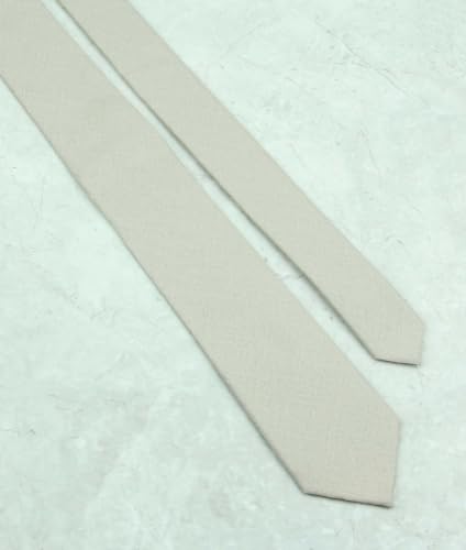 Image of Mens Linen Tie Set - Solid Necktie with Pocket Square for Men Wedding