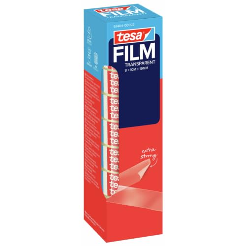 tesa tesafilm Transparent Klebeband - 10 m x 19 mm - 8 Rollen