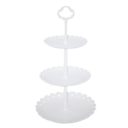 Soporte de 3 niveles de plástico blanco para postre, soporte para tartas y magdalenas Cover